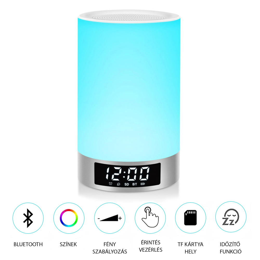 Hordozható Okos Hangszóró Érintéssel, Bluetooth, Vezeték nélküli, RGB LED Lámpával