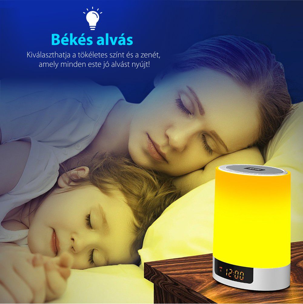 Okos Hordozható Wi-Fi hangszóró és RGB lámpa, Ébresztőóra, Bluetooth 4.0 Red Sun DY-29