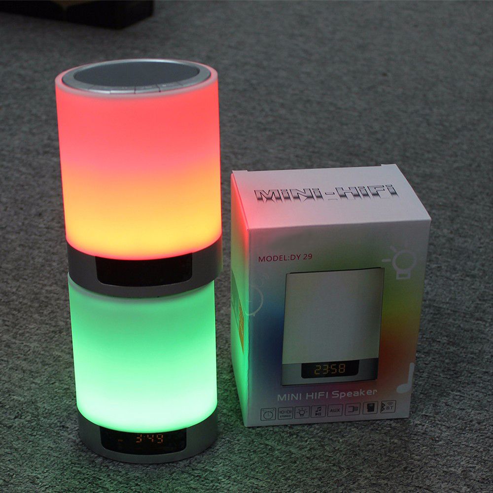 Okos Hordozható Wi-Fi hangszóró és RGB lámpa, Ébresztőóra, Bluetooth 4.0 Red Sun DY-29