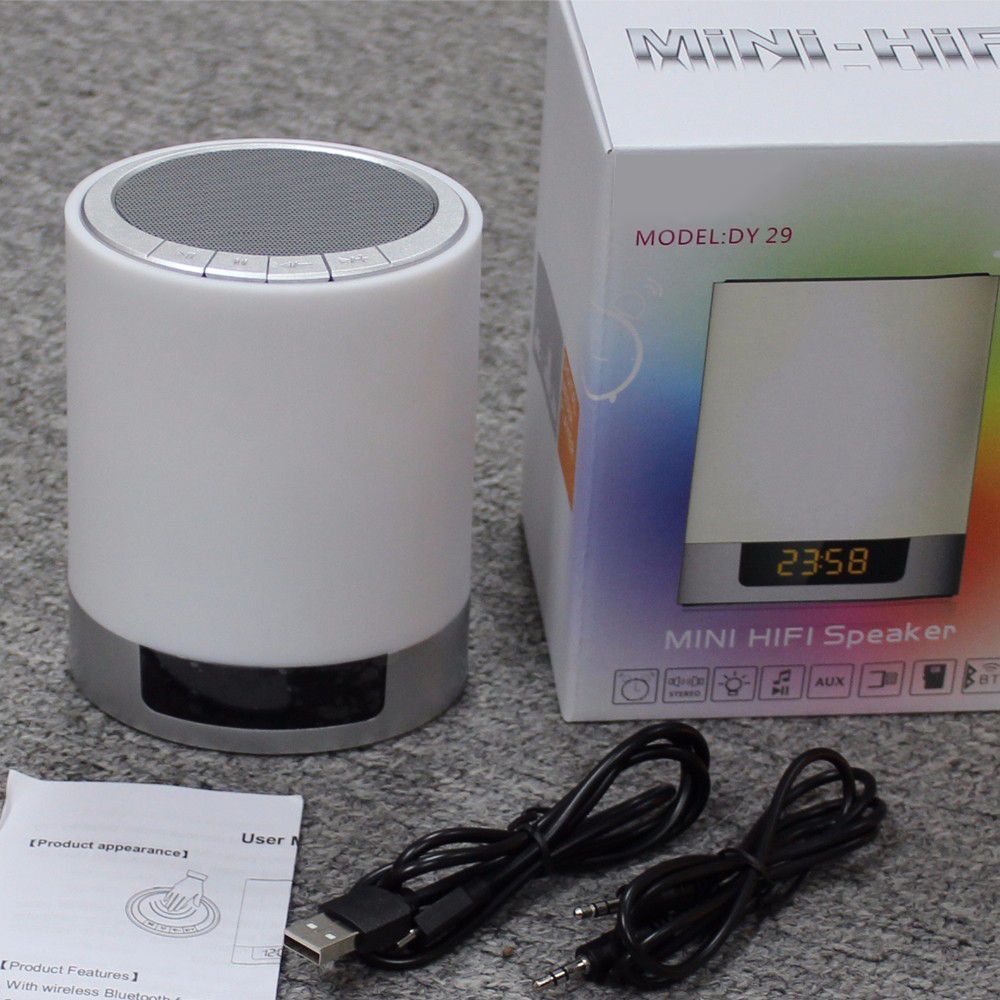 Okos Hordozható Wi-Fi hangszóró és RGB lámpa, Ébresztőóra, Bluetooth 4.0 Red Sun DY-29