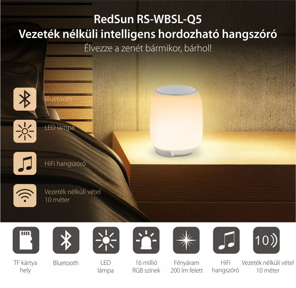 Okos Hangszóró és Hordozható Lámpa Érintéssel, RedSun Bluetooth