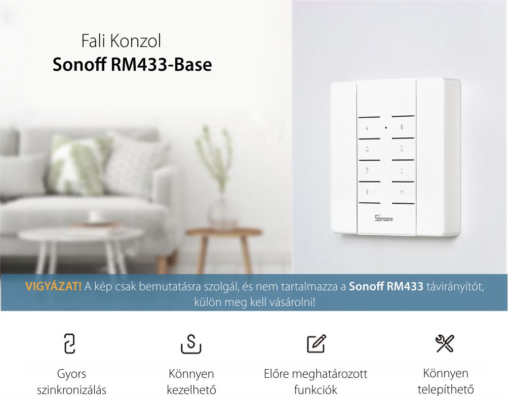 Fali Konzol a Sonoff RM433 Távirányítónak