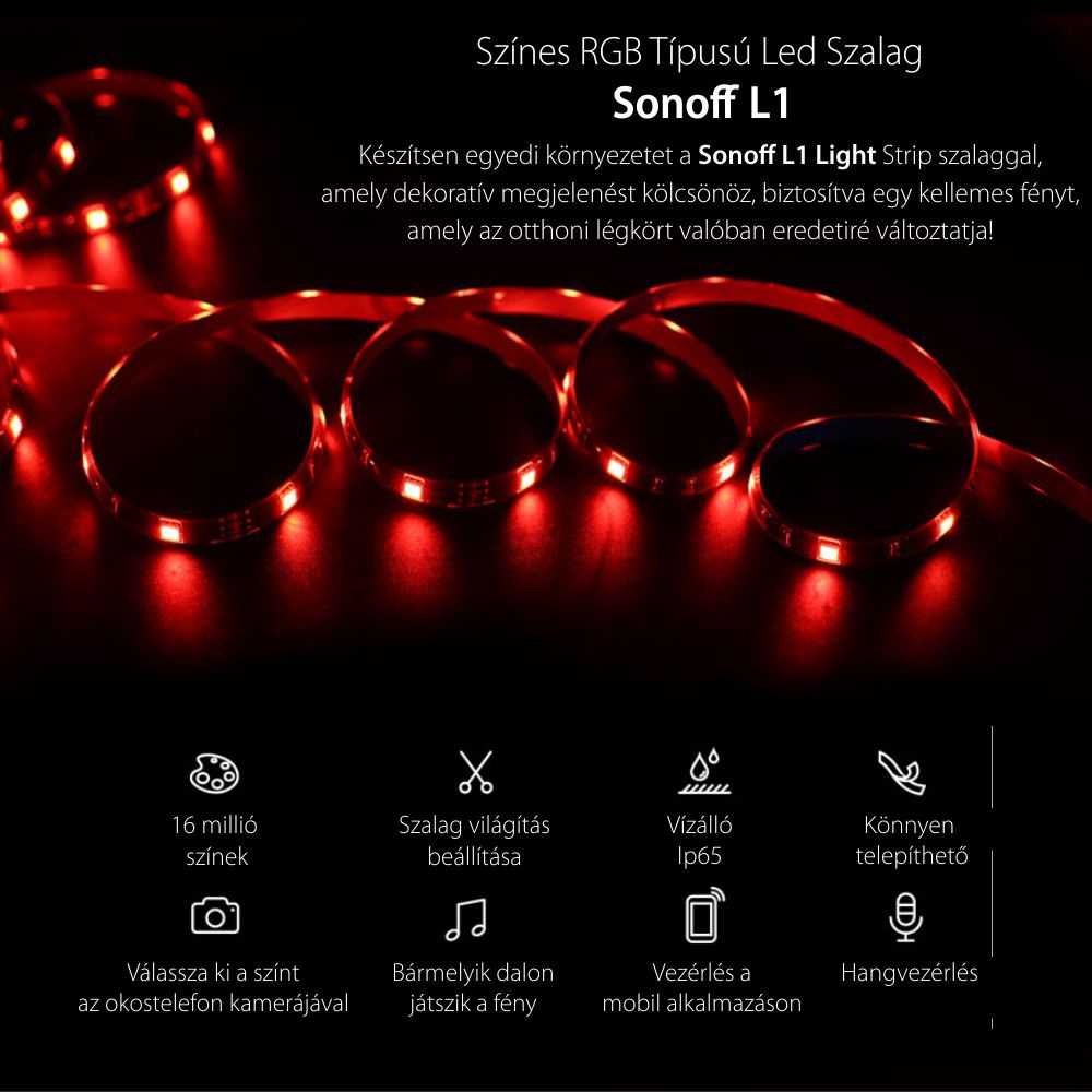 LED Szalag 5050RGB SONOFF L1, Hálózati adapter nélkül, 5M
