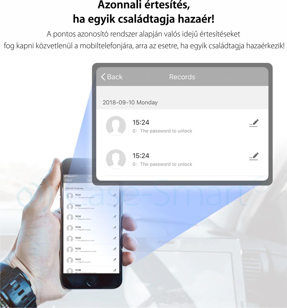 Homeflow L-7001 intelligens zár, PIN-kód, NFC-kártya, Ujjlenyomat, Fémkulcs, telefon- / táblagép-vezérlés, Érintőpanel, Valós idejű megfigyelés, Kompatibilis Google Assistant, Amazon Alexa