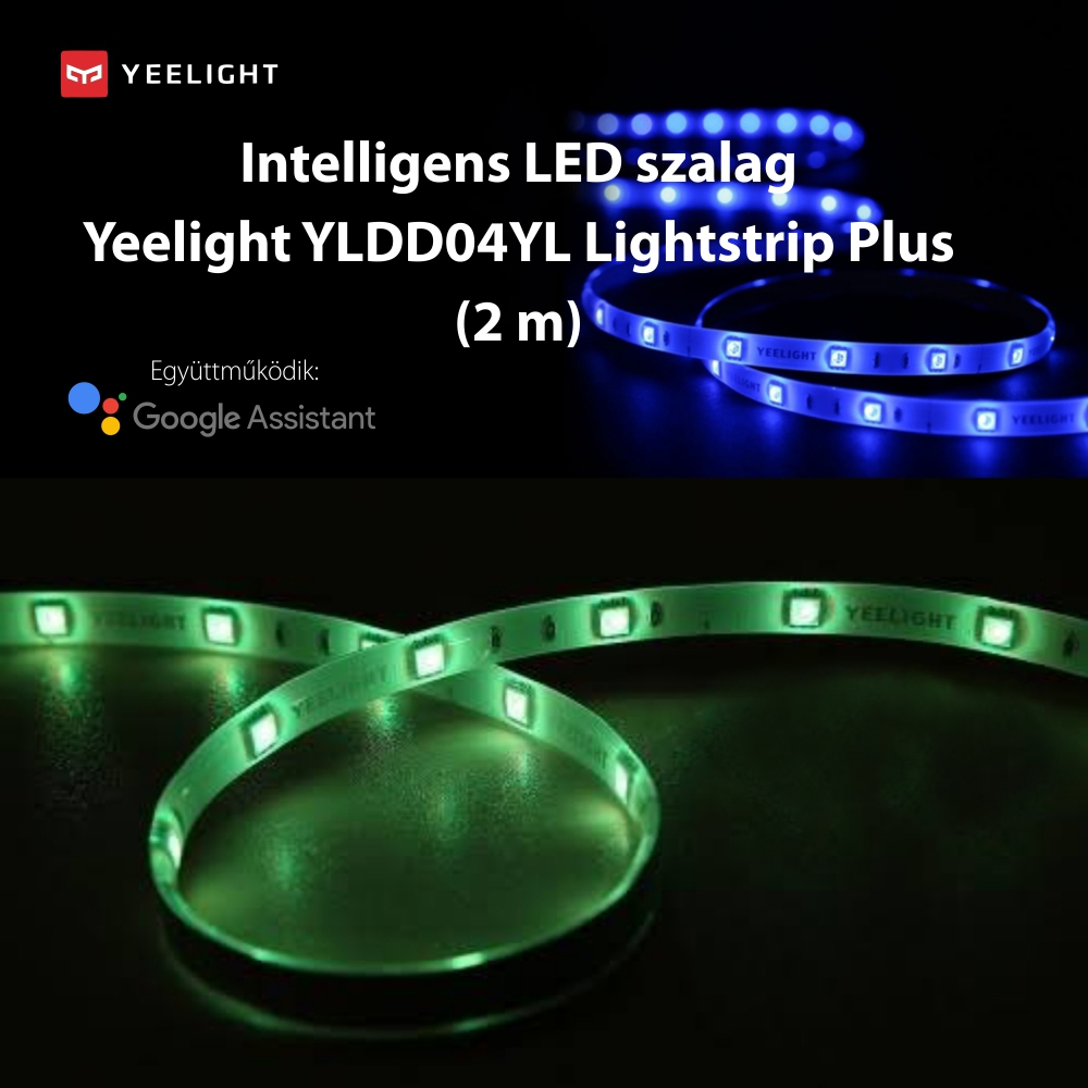 Intelligens LED Szalag Yeelight Lightstrip Plus YLDD04YL , 2m, a Google Assistant-al kompatibilis, 16 Millió szín