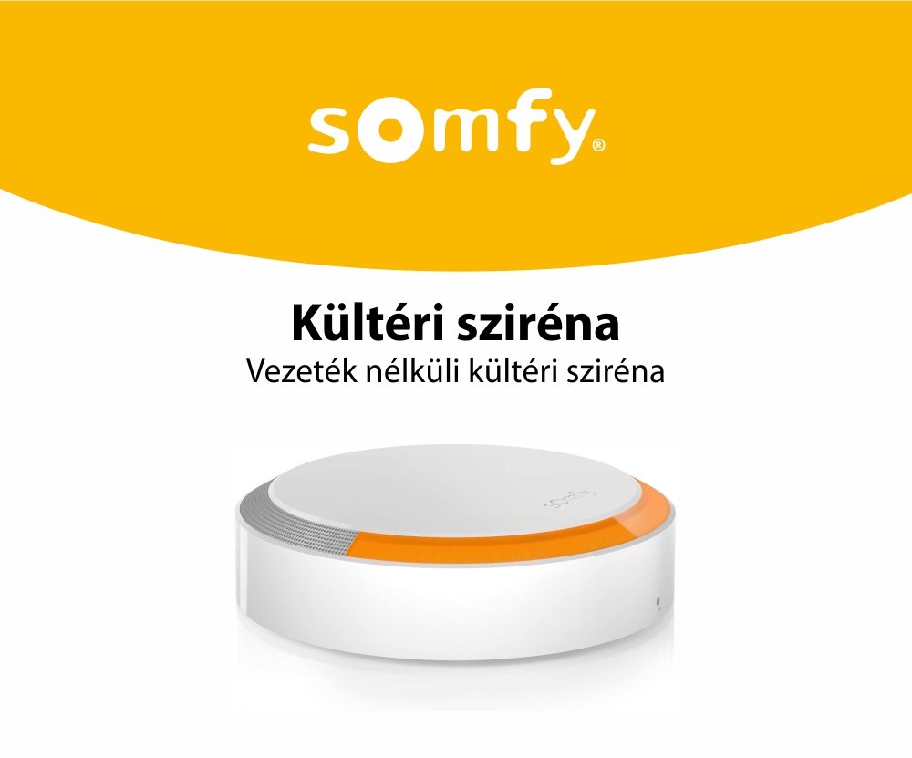 Kültéri Sziréna Somfy, 112 dB Hangjelzéssel és Villogó Fényjelzéssel, Biztonság Érdekében, Kompatibilis a Somfy One, One +, Somfy otthoni riasztással
