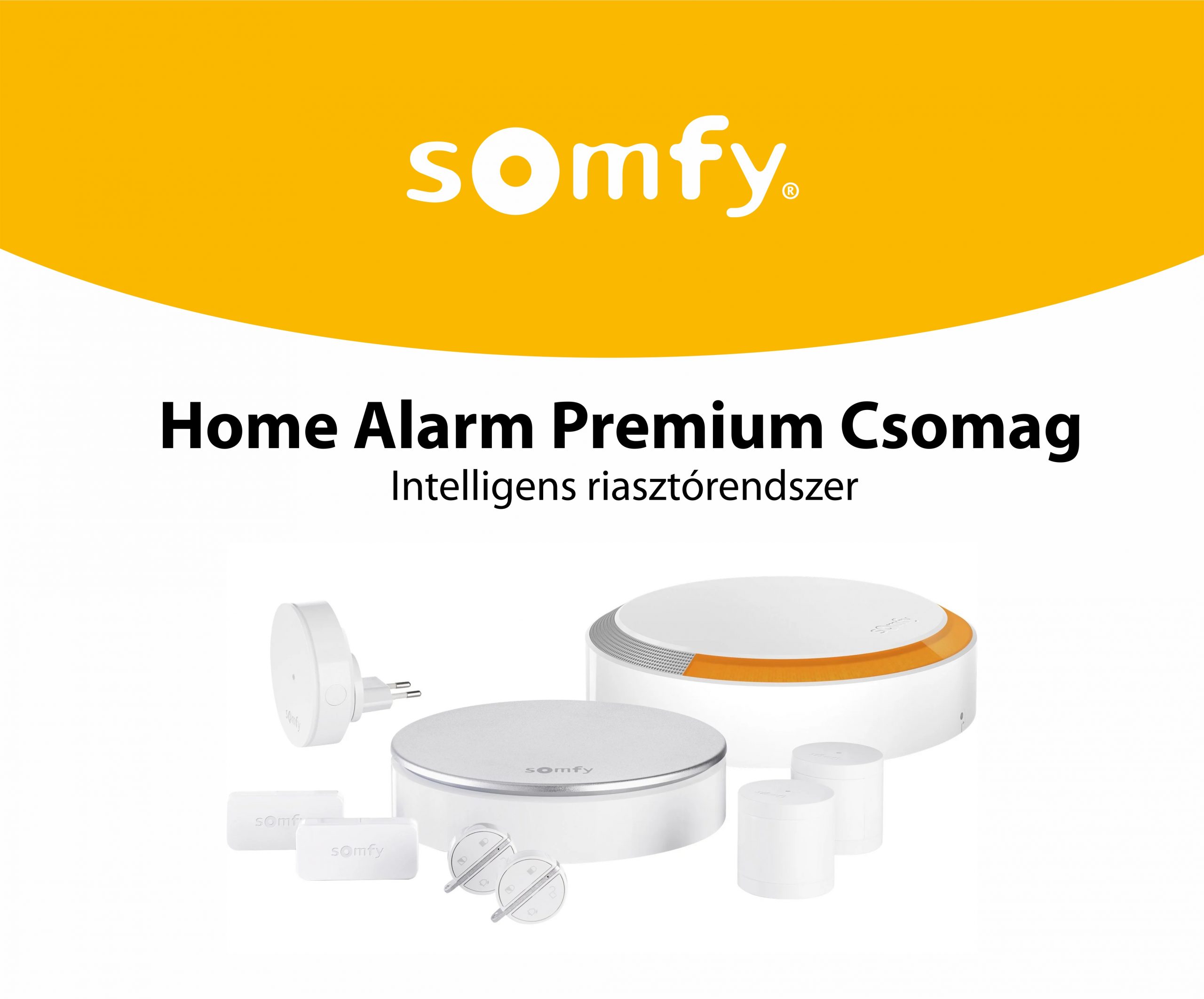 Riasztási Csomag Somfy Premium Home Alarm, Beltéri sziréna, Kültéri sziréna, Kulcstartók és INTELLITAG ™