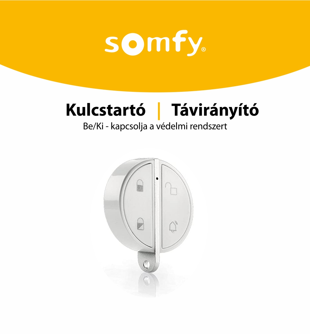 Távirányító Riasztóhoz, Kulcstartó, Kompatibilis a Somfy Home Alarm, Somfy One és Somfy One +