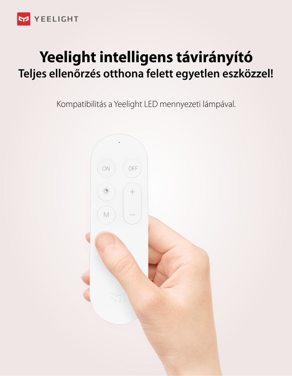 Intelligens távirányító Yeelight YLYK01YL, 1800 lumenig, Bluetooth, Fehér