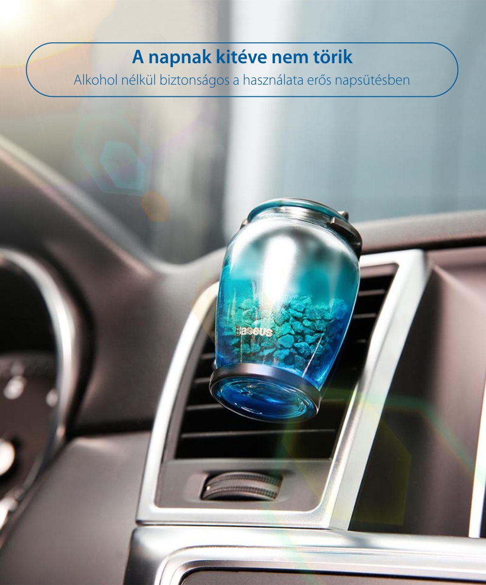 Autóillatosító Auto Baseus, AMROU-03, 2 íz, Gyönyörű üvegedénybe, Fekete