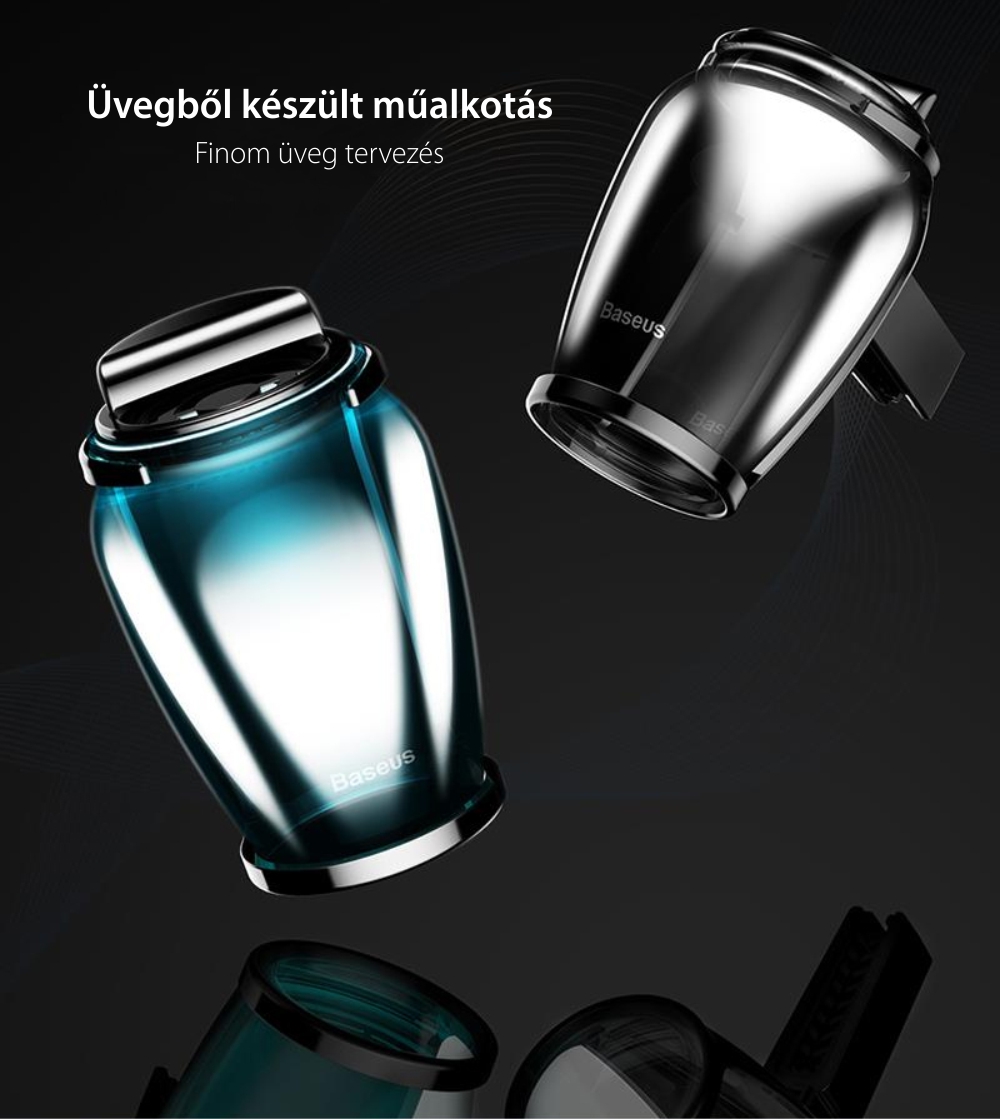 Autóillatosító Auto Baseus, AMROU-03, 2 íz, Gyönyörű üvegedénybe, Fekete