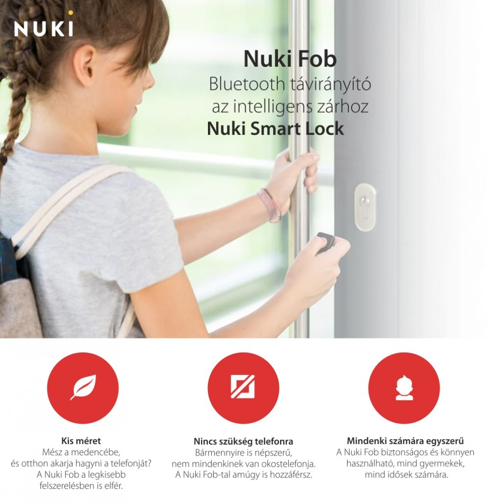 Nuki Fob Intelligens Kulcs, Nuki Smart Lock-hoz, Vezérlés távolról, Bluetooth 4.0