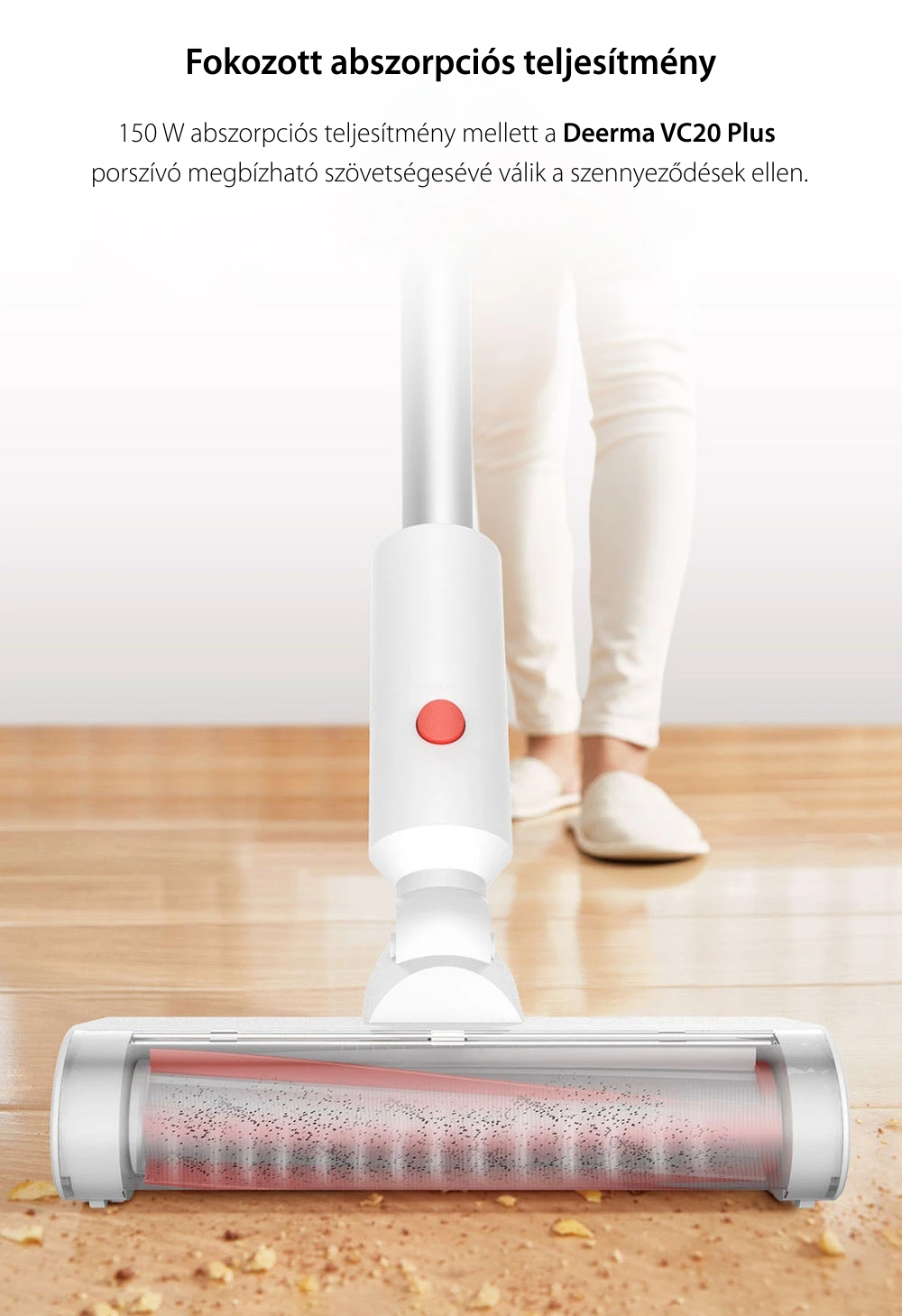 Xiaomi Deerma VC20 Plus Függőleges porszívó, Fehér, 150 W teljesítmény, Akkumulátor 2200 mAh, Kapacitás 600 ml