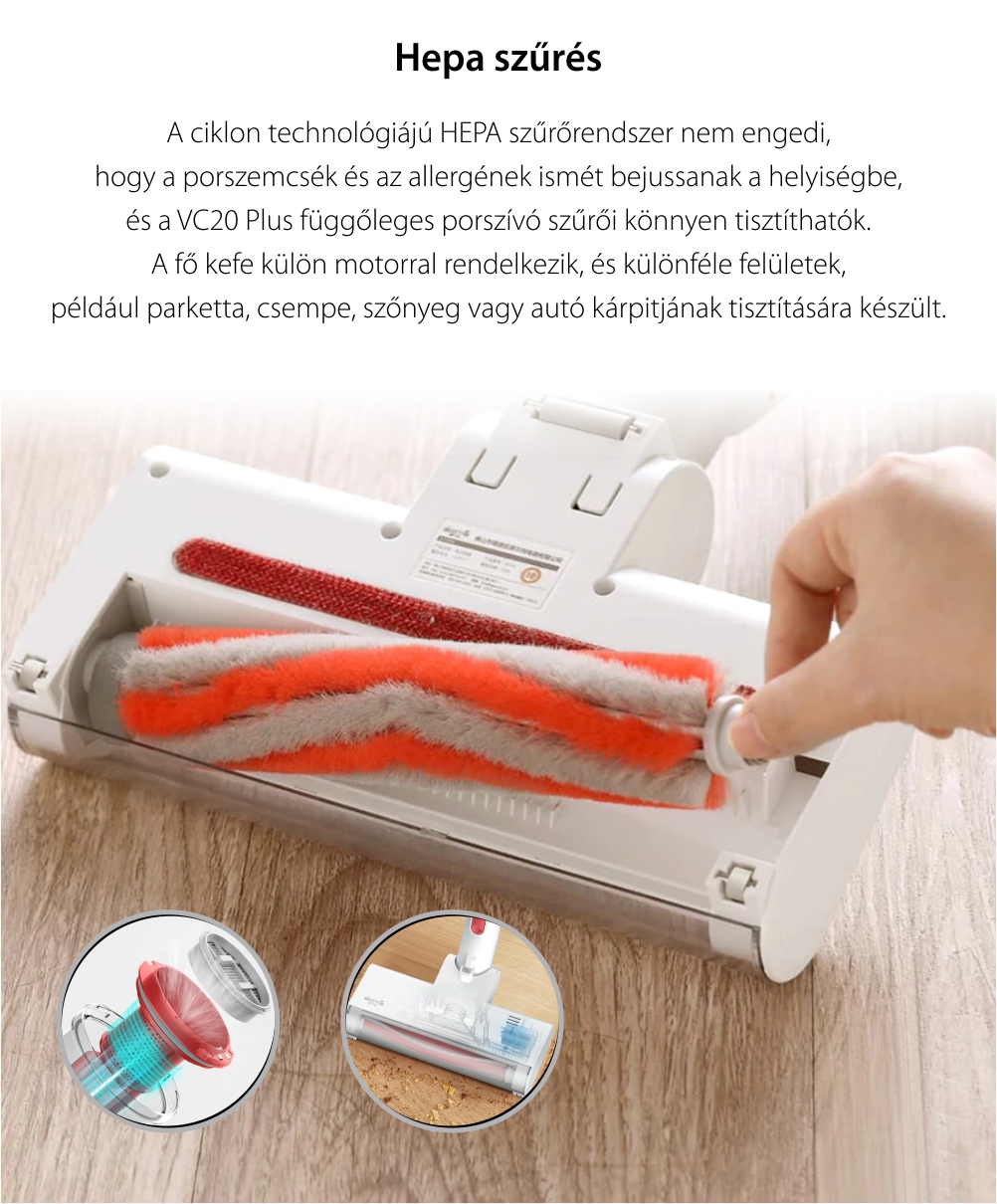 Xiaomi Deerma VC20 Plus Függőleges porszívó, Fehér, 150 W teljesítmény, Akkumulátor 2200 mAh, Kapacitás 600 ml