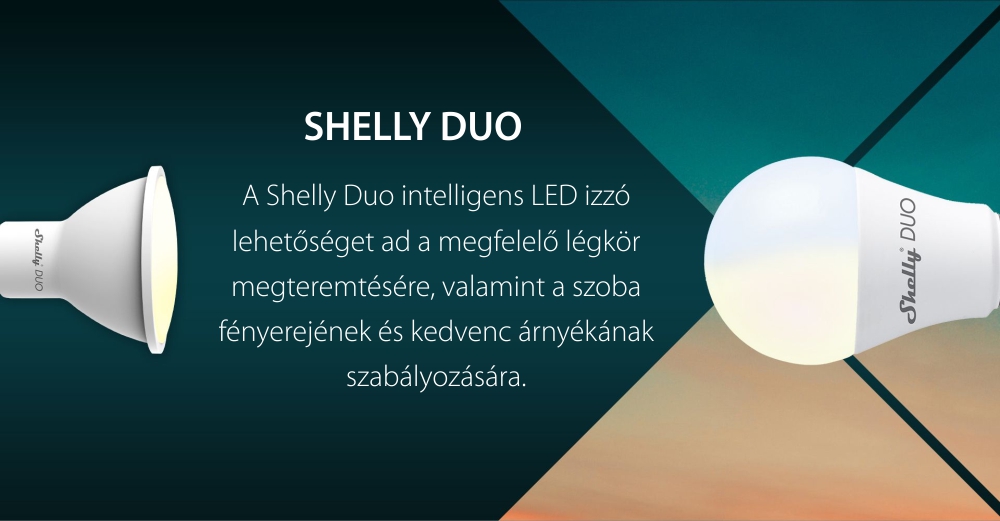 Intelligens LED Izzó Shelly Duo, Wi-Fi, E27, 9W, Színhőmérséklet 800 LM