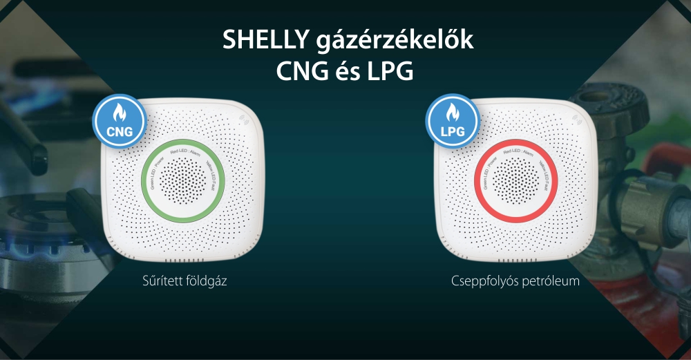Shelly Gas LPG Cseppfolyósított Gázolaj Érzékelő, Vezeték nélküli, 70 dB-es riasztás, Alkalmazási értesítések