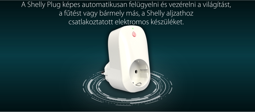 Okos Konnektor Shelly Plug, 16A, Akár 3500W, Teljesítménymérés, Alkalmazásvezérlés