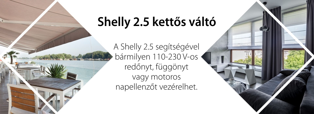 Intelligens Relé a Shelly 2.5 automatizálásához, Wi-Fi, 20 A, Alkalmazásvezérlés, Kompatibilis az Amazon Alexa és a Google Assistant programmal