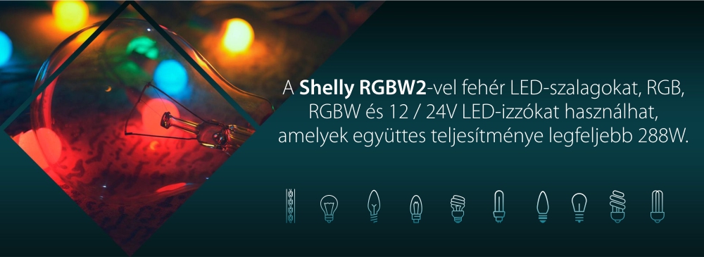 Intelligens Relé az RGB Shelly RGBW2 LED szalaghoz, Wi-Fi, 4 csatorna, Alkalmazásvezérlés