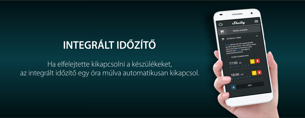 Okos Konnektor Shelly Plug, 16A, Akár 3500W, Teljesítménymérés, Alkalmazásvezérlés