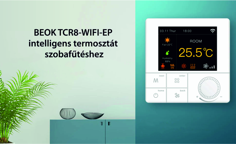 BeOk Wi-fi Termosztát Padlófűtéshez, 2 db BeOk TCR8-WIFI-EP Érzékelővel (16A)