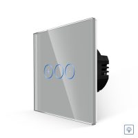 LUXION Egyszerű Fényerőszabályzós Dimmer Érintőkapcsoló Üvegkerettel culoare gri