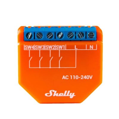Shelly PLUS i4 WiFi-s Okos Relé, Programozás, Alkalmazásvezérlés, 4 Csatornás Kapcsoló-modul
