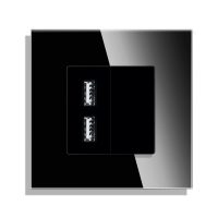 Luxion USB Fali Töltőaljzat Üvegkerettel culoare neagra