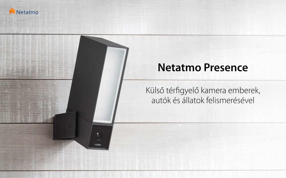 Netatmo Presence Kültéri Térfigyelő Kamera, Wi-Fi, LED projektor, Éjszakai nézet, 4 MP, 1080P felbontás