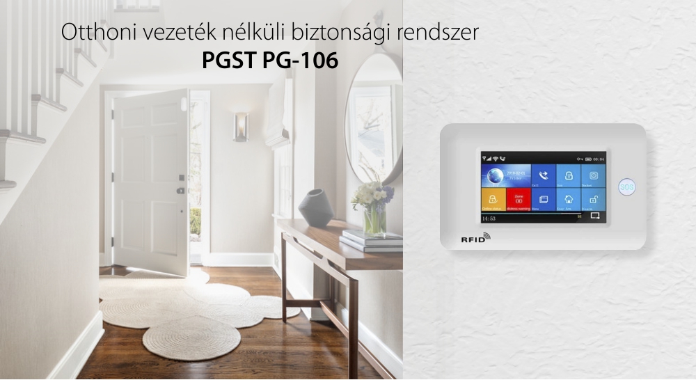 Biztonsági Rendszer Készlet Riasztóval PGST PG-106, Wi-Fi és GSM csatlakozás, Hangvezérlés, 4,3″ kijelző