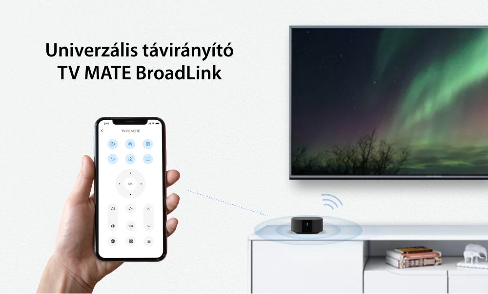 Broadlink TV Mate Univerzális Távirányító, Alexa Google Assistant és IFTTT, Alkalmazás, IR távolság 8 méter