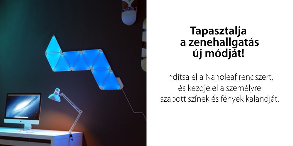 Nanoleaf Shapes Triangles Fénypanel Intelligens Készlet 9 Db, Háromszög alakú, RGBW LED világítás, Zeneérzékelő, Teljes fényáram 720 lumen