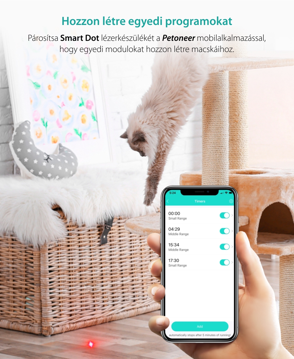 PETONEER Smart Dot Lézerjáték Állatoknak, Időzítés / előre beállított funkció, Fehér