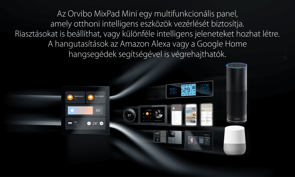 Orvibo MixPad Mini Intelligens Többfunkciós panel, Wi-Fi, 4 kijelző, Hangvezérlés / Alkalmazás vezérlés
