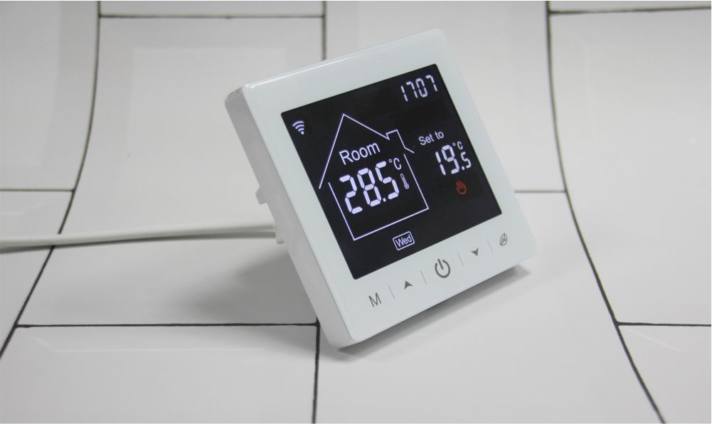 BeOk Wi-Fi Termosztát TR9B-WIFI-EP, Elektromos padlófűtéshez, LCD Kijelző, Alkalmazás vezérlés