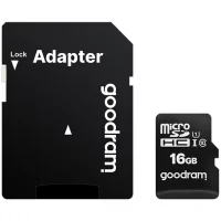 Memóriakártya MicroSD Goodram SD Adapterrel, 16 GB memória, UHS-I szabvány