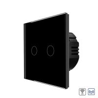 Dupla Érintőkapcsoló Üvegkerettel Wi-Fi + RF433 LUXION culoare neagra