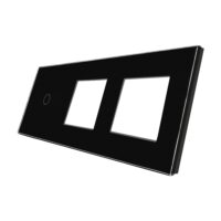 Luxion Egyszerű Érintőkapcsoló + Dupla Konnektor Üveg Panel culoare neagra