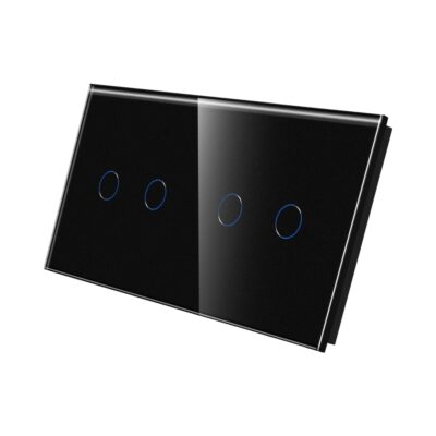 LUXION Dupla + Dupla Üveg Érintőkapcsoló Panel culoare neagra