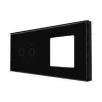 Luxion Dupla Érintőkapcsoló + Konnektor Üveg Panel culoare neagra