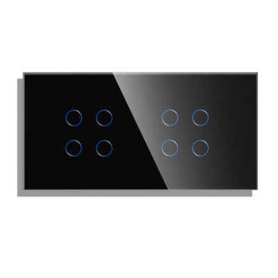 LUXION Négyszeres + Négyszeres Üveg Érintőkapcsoló Panel culoare neagra