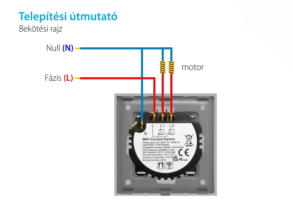 LUXION Wi-Fi Drapéria / Függöny Üveg Érintőkapcsoló Modul