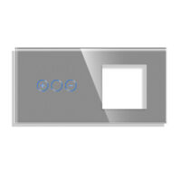 LUXION Fényerőszabályzós Dimmer + Konnektor Üveg Érintőkapcsoló Panel culoare gri