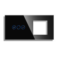 LUXION Fényerőszabályzós Dimmer + Konnektor Üveg Érintőkapcsoló Panel culoare neagra