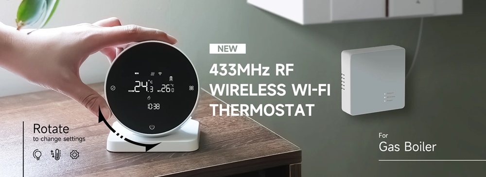 BeOk Okos Termosztát Gázkazánhoz BOT-R7-X-WIFI, Alkalmazás, Programozás, USB töltés, Akkumulátor