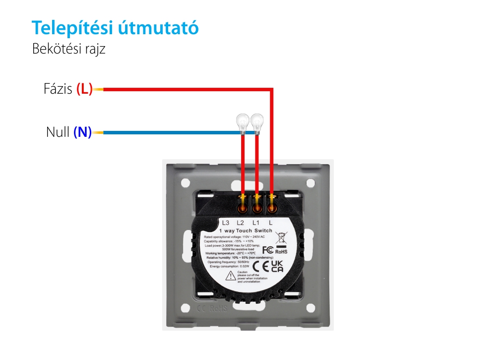 LUXION Dupla Márvány Érintőkapcsoló, 500W