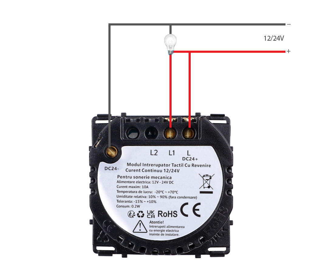 LUXION Nyomógomb Impulzus Érintőkapcsoló Modul 12/24V Egyenáramhoz