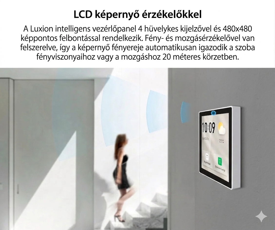 Intelligens Vezérlőpanel LUXION All-in-One – Csengő integrációval, Világítás, Klíma, Kamera, Függönyvezérlés