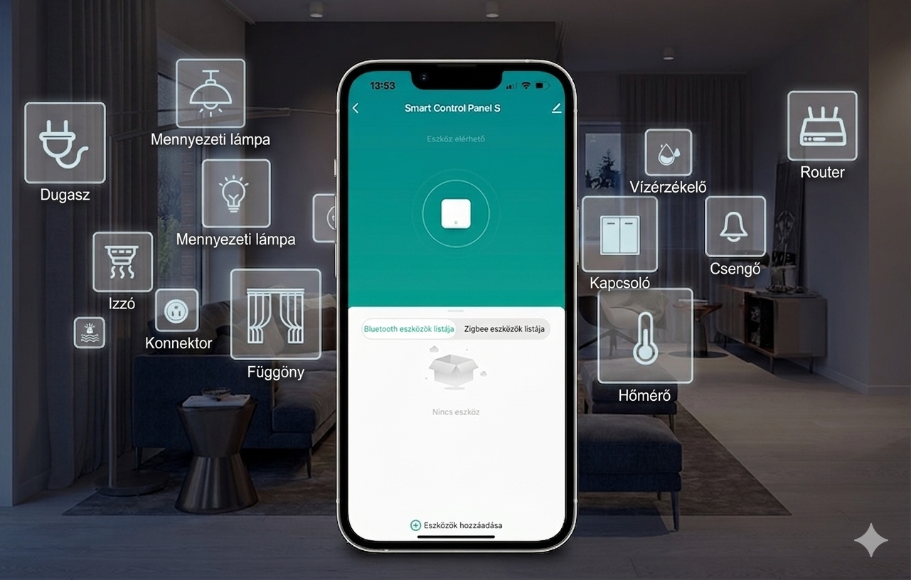 Intelligens Vezérlőpanel LUXION All-in-One – Csengő integrációval, Világítás, Klíma, Kamera, Függönyvezérlés