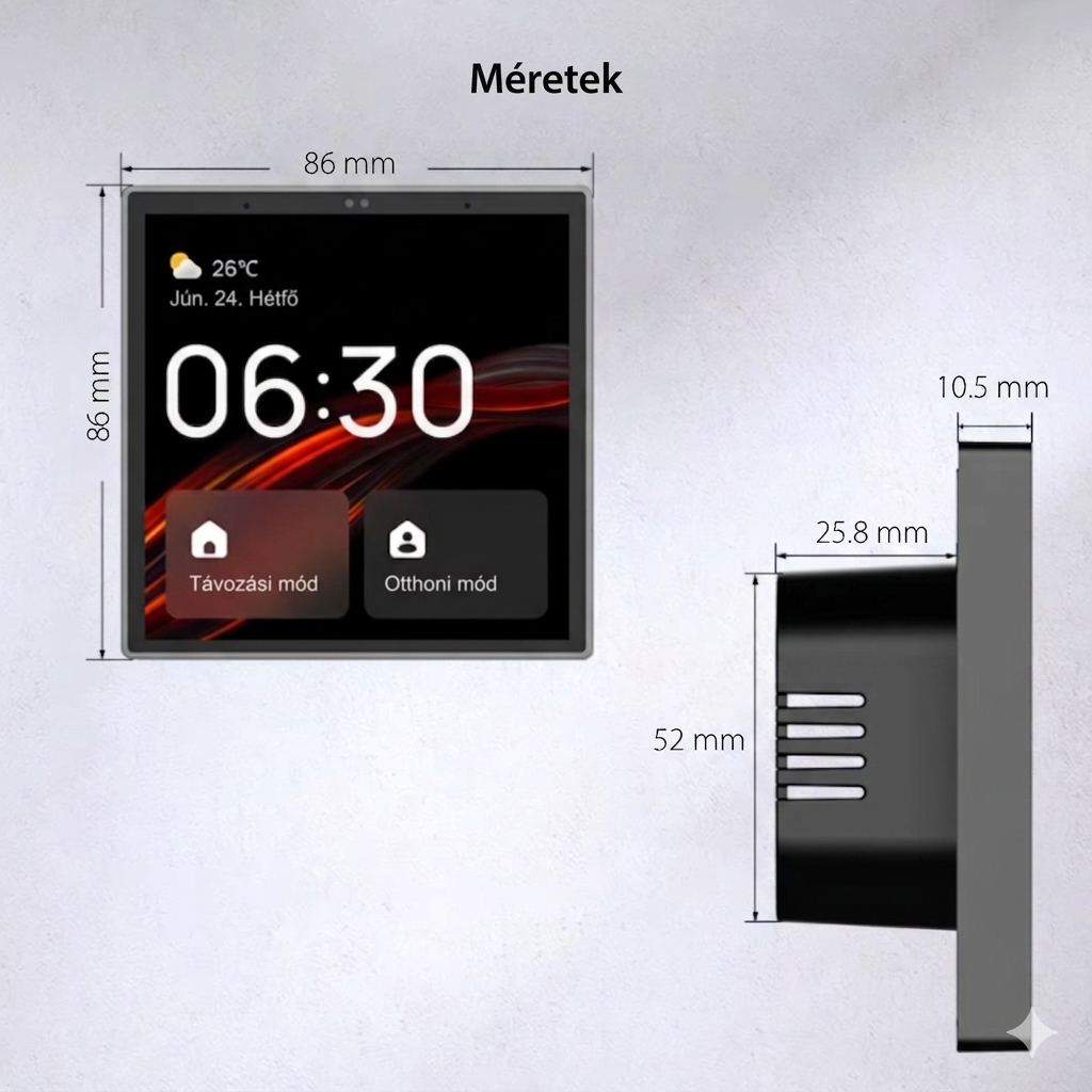 Intelligens Vezérlőpanel LUXION All-in-One – Csengő integrációval, Világítás, Klíma, Kamera, Függönyvezérlés